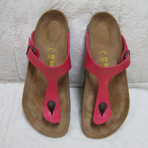 Birkenstock GIZEH Birko Flor Graceful Dark Pink 40 R US W 9 M 7 - Picture 3 of 10